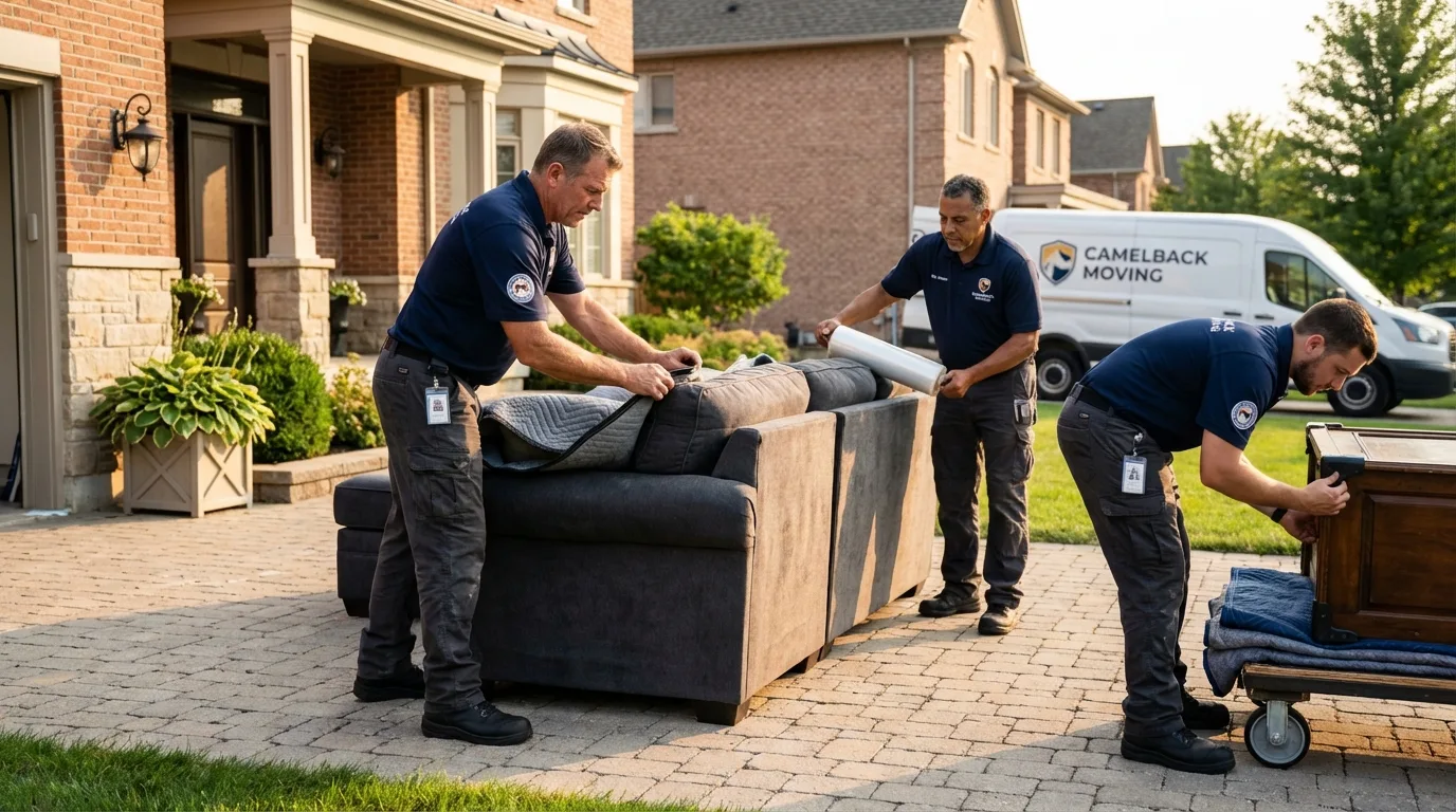 Large estate moving crew wrapping furniture in Hogansville, GA