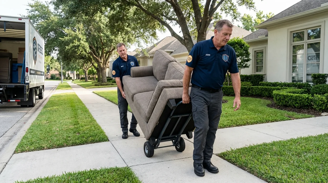 Local residential moving crew loading furniture in Hogansville, GA